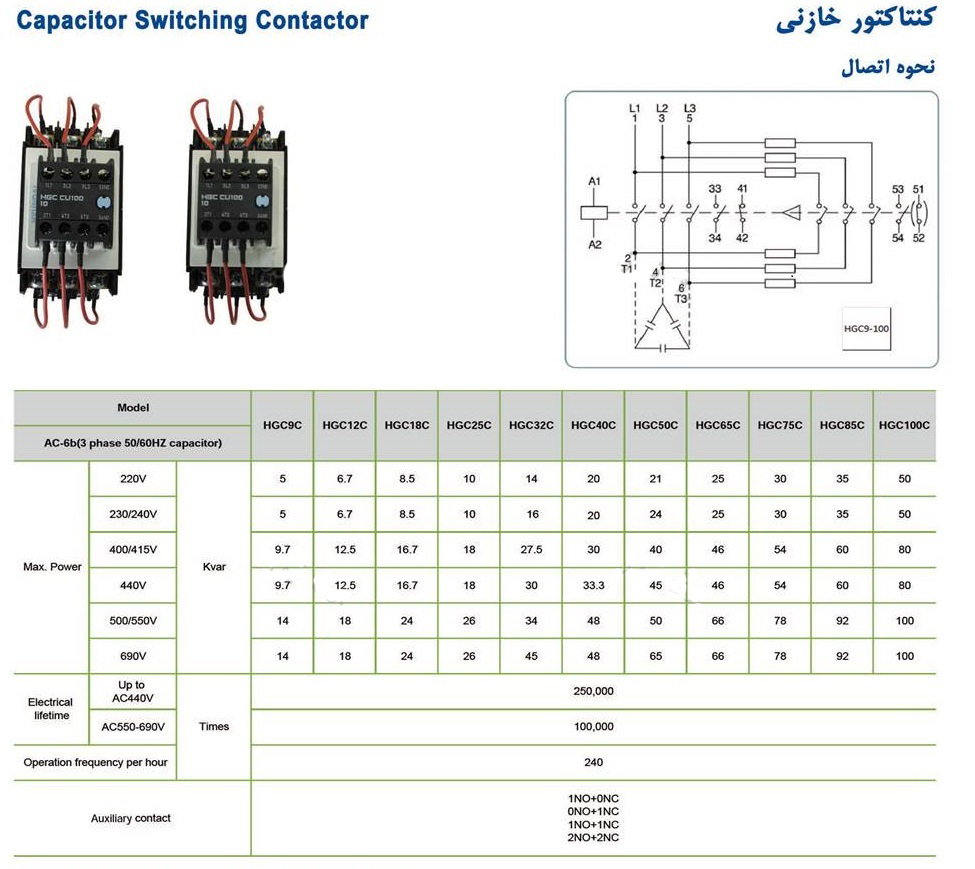 مشخصات کنتاکتور خازنی