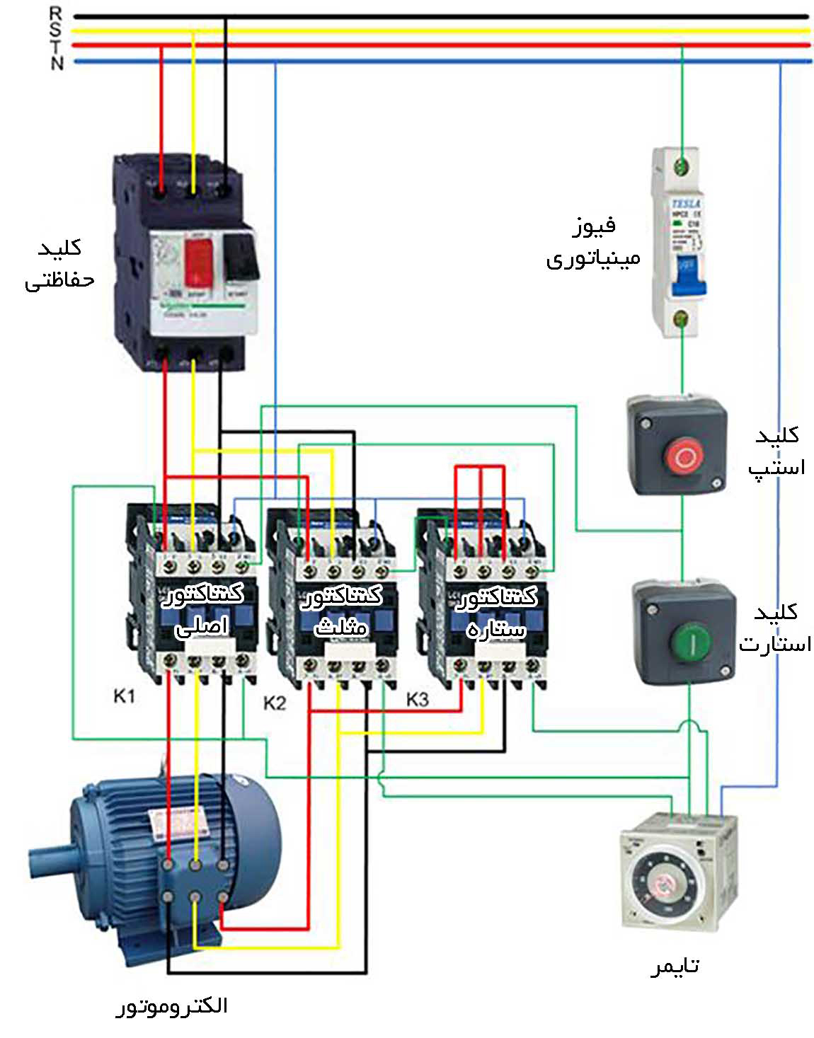 راه انداز ستاره مثلث موتور سه فاز